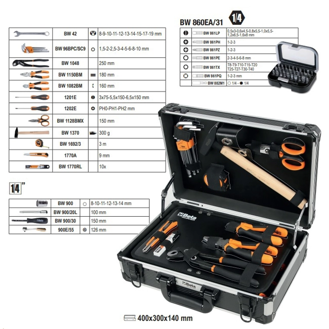 Vendita online Valigetta con assortimento 82 utensili BW 2052LE-82